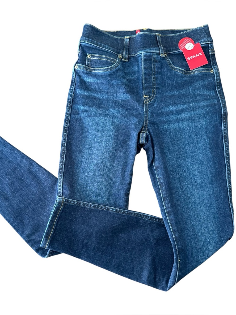 NWT Spanx Ankle Skinny Jeans Womens XS/TP Petite Pull On Slimming Denim Stretch